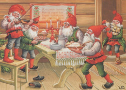 SANTA CLAUS Happy New Year Christmas GNOME Vintage Postcard CPSM #PBA671.A - Santa Claus