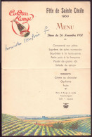 Menu Diner Du 26 Novembre 1950 " Fête De Sainte Cécile " - Menus