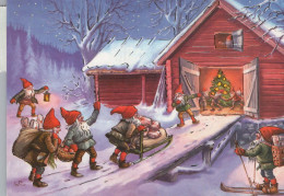 BABBO NATALE Buon Anno Natale GNOME Vintage Cartolina CPSM #PBA668.A - Santa Claus