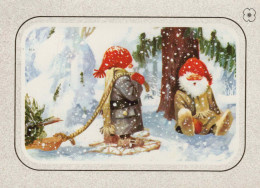 SANTA CLAUS Happy New Year Christmas GNOME Vintage Postcard CPSM #PAY984.A - Santa Claus