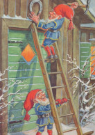 SANTA CLAUS Happy New Year Christmas GNOME Vintage Postcard CPSM #PAY709.A - Santa Claus