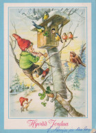 BABBO NATALE Buon Anno Natale GNOME Vintage Cartolina CPSM #PAY481.A - Santa Claus