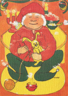 BABBO NATALE Buon Anno Natale GNOME Vintage Cartolina CPSM #PAY181.A - Santa Claus