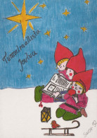 PÈRE NOËL Bonne Année Noël GNOME Vintage Carte Postale CPSM #PAY147.A - Santa Claus
