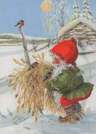 BABBO NATALE Buon Anno Natale GNOME Vintage Cartolina CPSM #PAW600.A - Kerstman