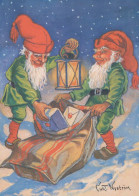 SANTA CLAUS Happy New Year Christmas GNOME Vintage Postcard CPSM #PAW618.A - Santa Claus