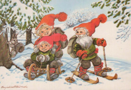 SANTA CLAUS Happy New Year Christmas GNOME Vintage Postcard CPSM #PAW398.A - Kerstman
