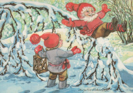 PÈRE NOËL Bonne Année Noël GNOME Vintage Carte Postale CPSM #PAW406.A - Santa Claus