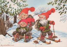 PAPÁ NOEL Feliz Año Navidad GNOMO Vintage Tarjeta Postal CPSM #PAW394.A - Santa Claus