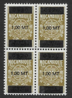 Mozambique Timbre Fiscal 1 MT X 4 Surcharge Sur Timbre Coloniale C.1980 *** Moçambique Revenue Stamp X 4 Overprinted - Mozambico