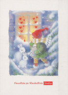 PÈRE NOËL Bonne Année Noël GNOME Vintage Carte Postale CPSM #PBM107.A - Kerstman