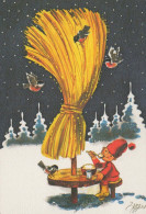 SANTA CLAUS Happy New Year Christmas GNOME Vintage Postcard CPSM #PBM084.A - Santa Claus