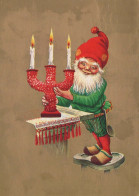 PÈRE NOËL Bonne Année Noël GNOME Vintage Carte Postale CPSM #PBL906.A - Kerstman