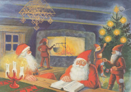 SANTA CLAUS Happy New Year Christmas GNOME Vintage Postcard CPSM #PBL953.A - Santa Claus