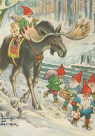 PÈRE NOËL Bonne Année Noël GNOME Vintage Carte Postale CPSM #PBL891.A - Kerstman