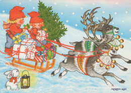BABBO NATALE Buon Anno Natale GNOME Vintage Cartolina CPSM #PBL830.A - Santa Claus