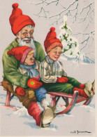 BABBO NATALE Buon Anno Natale GNOME Vintage Cartolina CPSM #PBL885.A - Kerstman