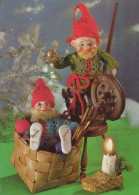 BABBO NATALE Buon Anno Natale GNOME Vintage Cartolina CPSM #PBL765.A - Santa Claus