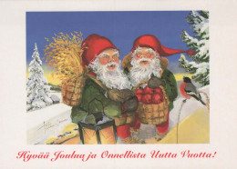 PÈRE NOËL Bonne Année Noël GNOME Vintage Carte Postale CPSM #PBL796.A - Santa Claus