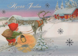 PAPÁ NOEL Feliz Año Navidad GNOMO Vintage Tarjeta Postal CPSM #PBL714.A - Santa Claus
