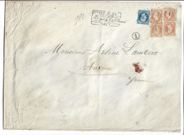 FRANCE - 1865 LARGE VALUE LETTER CHARGE PARIS TO AUXERRE - Andere & Zonder Classificatie