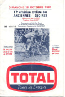 17ème Critérium Cycliste Des Anciennes Gloires, GIVORS, 10 Pages, Programme, Publicités Locales, Pli Central - Sport