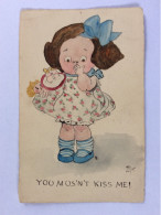 Dans Le Style De Grace Drayton Wiederseim - "You Mus'n't Kiss Me!" - Copie D'amateur 1911 - Petit Trou D'épingle - 1900-1949