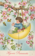 PÂQUES ENFANTS ŒUF Vintage Carte Postale CPA #PKE344.A - Easter