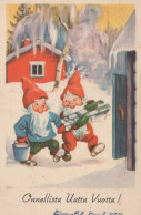 WEIHNACHTSMANN SANTA CLAUS Neujahr Weihnachten GNOME Vintage Ansichtskarte Postkarte CPSMPF #PKD344.A - Santa Claus