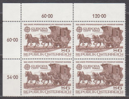 1982 , Mi 1713 ** (1) - 4er Block Postfrisch - EUROPA : Historische Ereignisse - Erste Pferdeeisenbahn - Ongebruikt