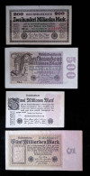 Billet, Allemagne, Reichsbanknote, 200 Milliarden, 500 Millionen, 2 Millionen, 5 Milliarden Mark, 1923, LOT DE 4 BILLETS - Autres & Non Classés