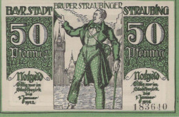 50 PFENNIG 1919 Stadt STRAUBING Bavaria UNC DEUTSCHLAND Notgeld Banknote #PJ184 - [11] Emissions Locales