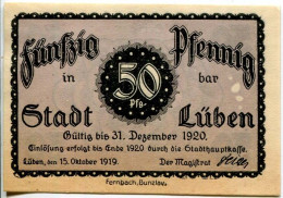 50 PFENNIG 1919 Stadt LÜBEN Silesia DEUTSCHLAND Notgeld Papiergeld Banknote #PL717 - [11] Emissions Locales