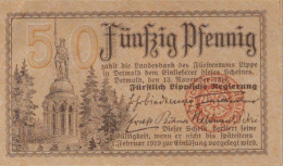 50 PFENNIG 1919 Stadt LIPPE Lippe DEUTSCHLAND Notgeld Banknote #PG025 - [11] Emissions Locales