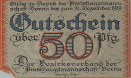 50 PFENNIG 1919 Stadt BORNA Saxony DEUTSCHLAND Notgeld Banknote #PF725 - [11] Emissions Locales