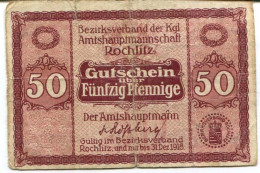 50 PFENNIG 1918 Stadt ROCHLITZ Saxony DEUTSCHLAND Notgeld Papiergeld Banknote #PL858 - [11] Emissions Locales