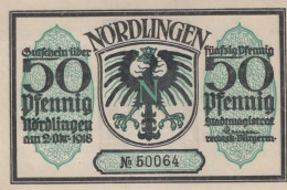 50 PFENNIG 1918 Stadt NoRDLINGEN Bavaria UNC DEUTSCHLAND Notgeld Banknote #PH265 - [11] Emissions Locales