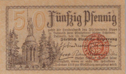 50 PFENNIG 1918 Stadt LIPPE Lippe UNC DEUTSCHLAND Notgeld Banknote #PI740 - [11] Emissions Locales