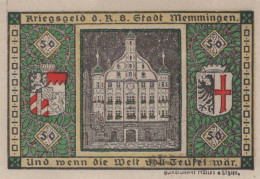 50 PFENNIG 1918 Stadt MEMMINGEN Bavaria DEUTSCHLAND Notgeld Banknote #PG350 - [11] Emissions Locales