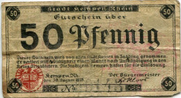 50 PFENNIG 1918 Stadt KEMPEN Rhine DEUTSCHLAND Notgeld Papiergeld Banknote #PL844 - [11] Emissions Locales