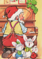 SANTA CLAUS ANIMALS CHRISTMAS Holidays Vintage Postcard CPSM #PAK775.GB - Santa Claus