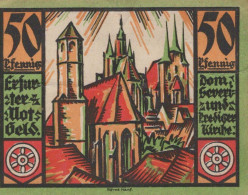 50 PFENNIG 1921 Stadt ERFURT Saxony DEUTSCHLAND Notgeld Banknote #PH866 - Lokale Ausgaben