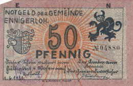 50 PFENNIG 1921 Stadt ENNIGERLOH Westphalia UNC DEUTSCHLAND Notgeld #PB261 - [11] Local Banknote Issues