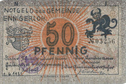 50 PFENNIG 1921 Stadt ENNIGERLOH Westphalia UNC DEUTSCHLAND Notgeld #PB260 - [11] Lokale Uitgaven