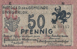 50 PFENNIG 1921 Stadt ENNIGERLOH Westphalia UNC DEUTSCHLAND Notgeld #PB239 - [11] Local Banknote Issues