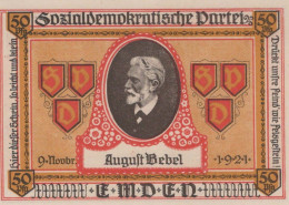 50 PFENNIG 1921 Stadt EMDEN Hanover UNC DEUTSCHLAND Notgeld Banknote #PB232 - [11] Lokale Uitgaven