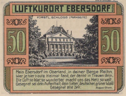 50 PFENNIG 1921 Stadt EBERSDORF Thuringia UNC DEUTSCHLAND Notgeld #PB017 - [11] Local Banknote Issues