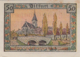 50 PFENNIG 1921 Stadt DITFURT Saxony UNC DEUTSCHLAND Notgeld Banknote #PA466 - [11] Emissions Locales