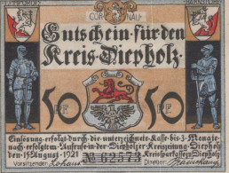 50 PFENNIG 1921 Stadt DIEPHOLZ Hanover UNC DEUTSCHLAND Notgeld Banknote #PA450 - [11] Lokale Uitgaven