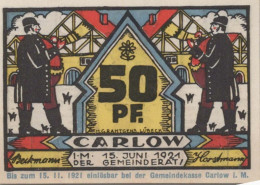 50 PFENNIG 1921 Stadt CARLOW Mecklenburg-Strelitz UNC DEUTSCHLAND Notgeld #PI090 - [11] Lokale Uitgaven